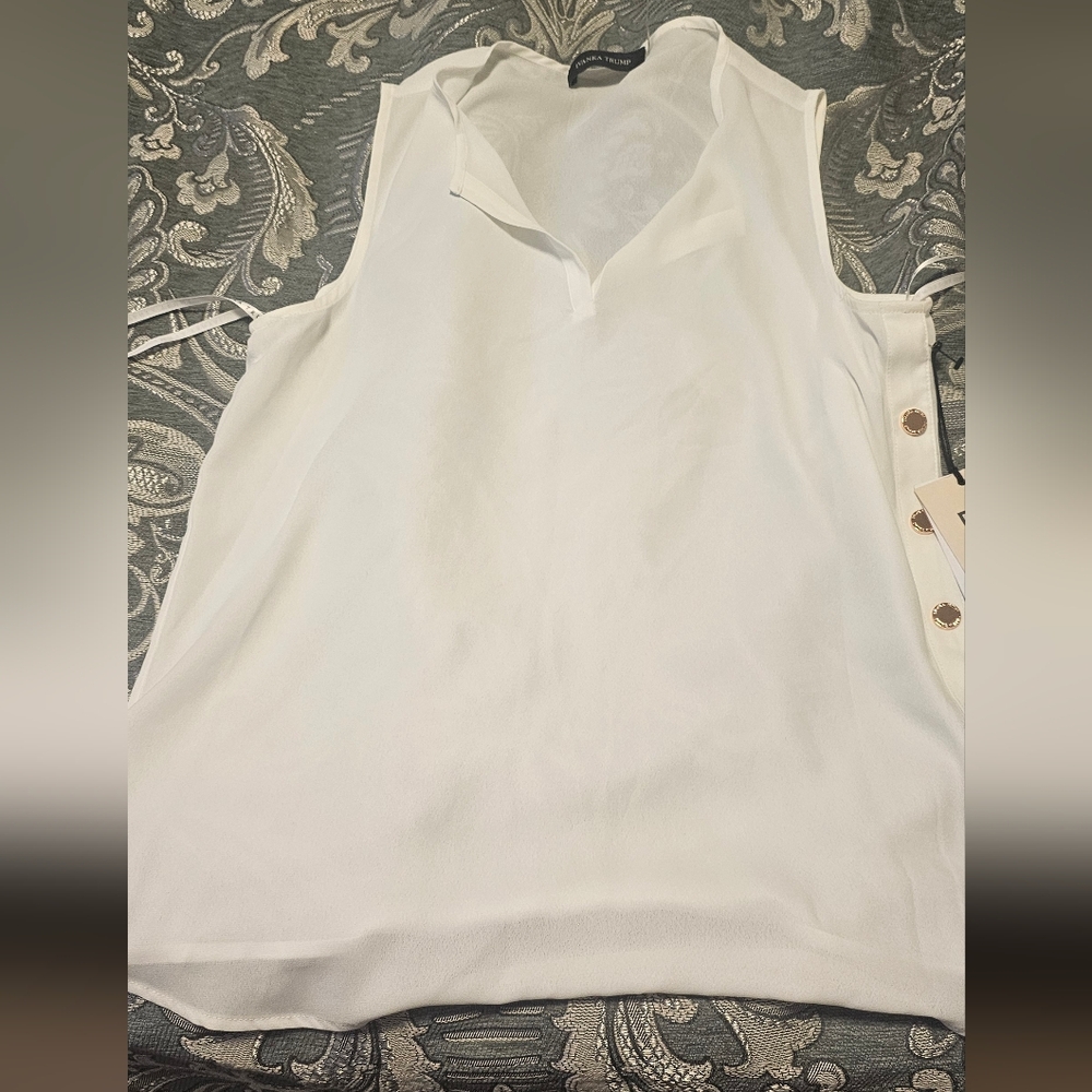 Ivanka Trump White Sleeveless Blouse